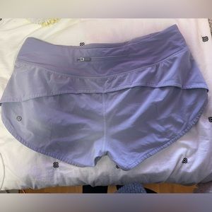 Lululemon speed up 2.5 short, size 8, lavender. Worn but in great condition